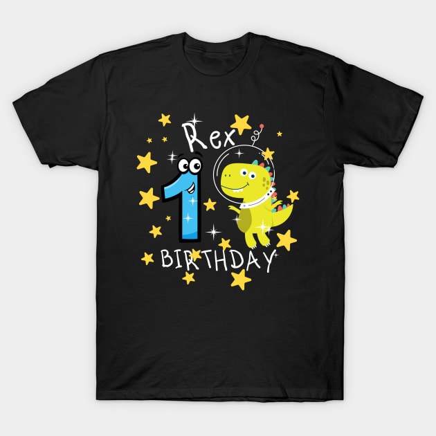 Youth 2 Year Old 2nd Birthday Boy T Rex Dinosaur Astronaut T-Shirt by Johner_Clerk_Design